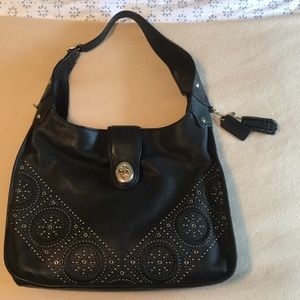 Coach leather studded hobo with crossbody strap